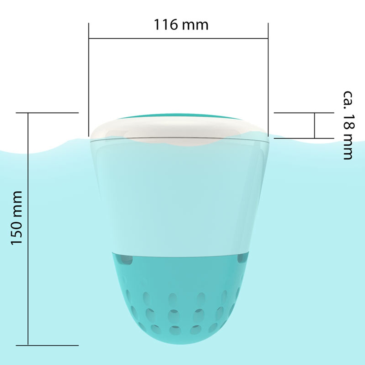Ondilo ICO Zwembad watertester afmetingen