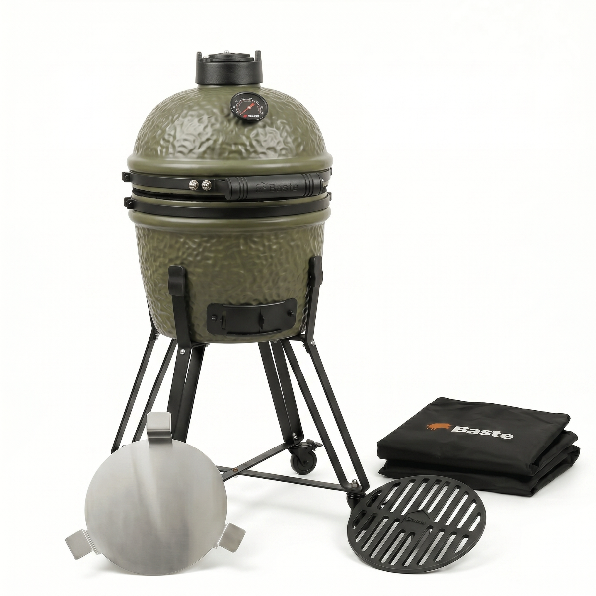 BASTE 13 inch kamado bbq Ultimate Pack - Olijfgroen