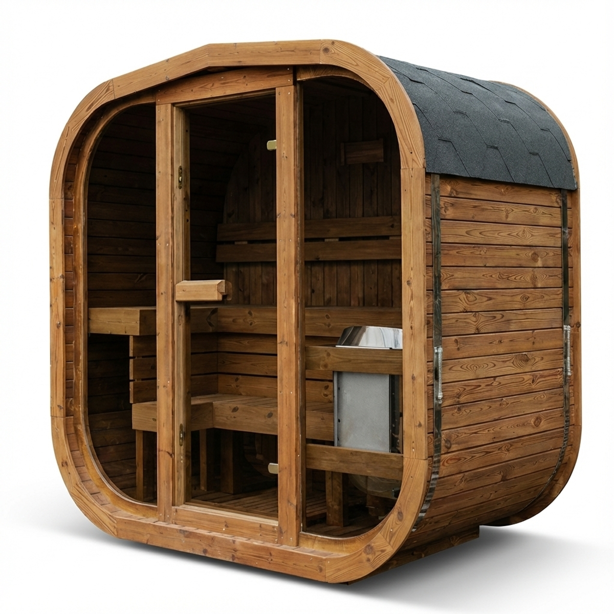 Thermowood elektrische cube sauna - 3 personen voorgemonteerd