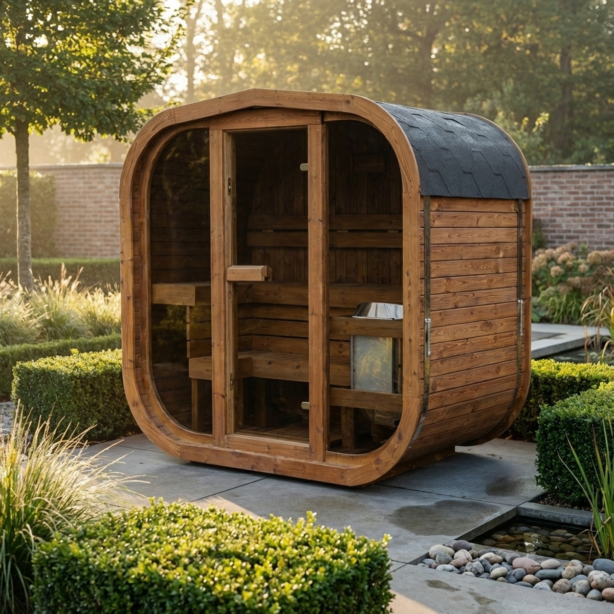 Thermowood elektrische cube sauna - 4 personen voorgemonteerd