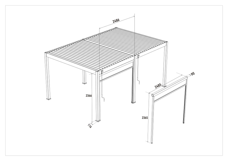 Orion windscherm 265 cm  - Wit