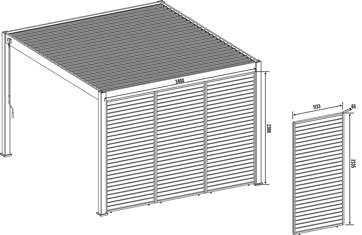 Orion schutterpaneel kantelbaar horizontaal 400 cm - Zand/hout