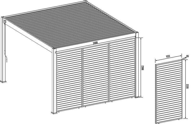 Orion schutterpaneel kantelbaar horizontaal 400 cm - Zand/hout