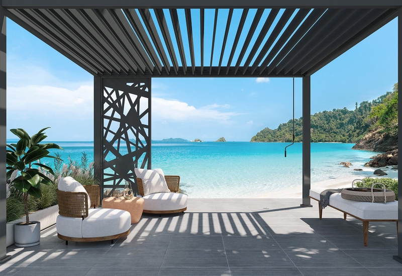 Orion schutterpaneel vast abstract 400 cm - Antraciet