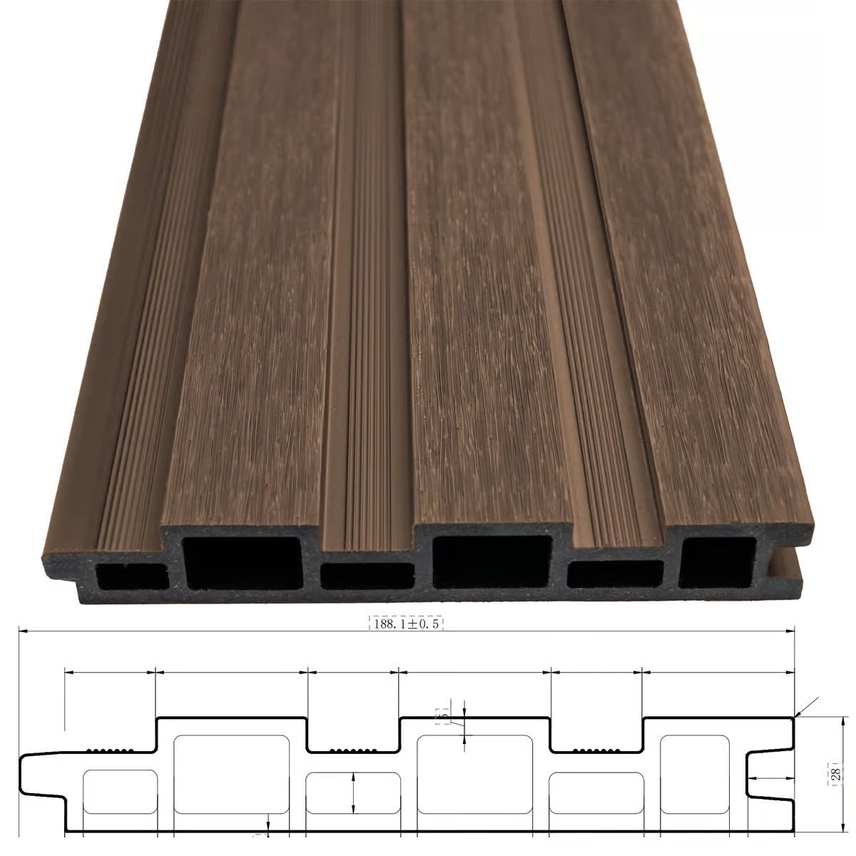 Orion carport composietmuur 530 cm - Antraciet/teak
