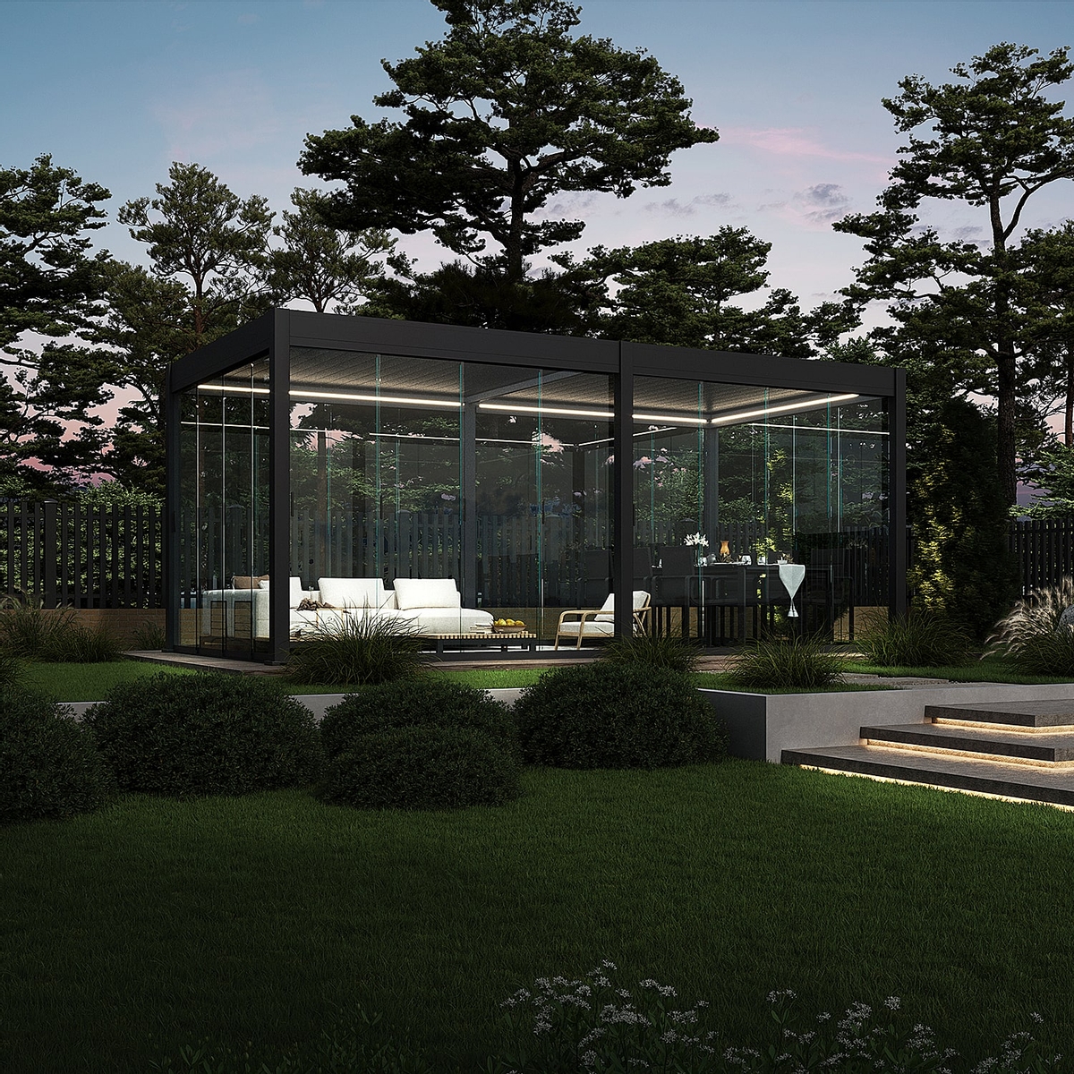 Orion glazen schuifwand 300 cm - Antraciet