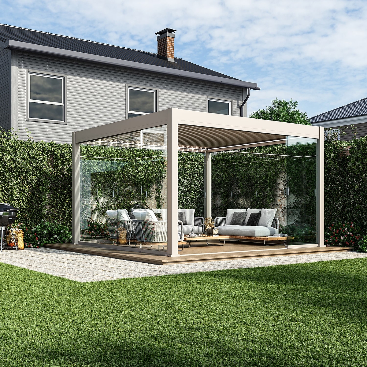 Orion glazen schuifwand 300 cm - Zand