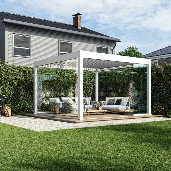 Orion glazen schuifwand 360 cm - Wit