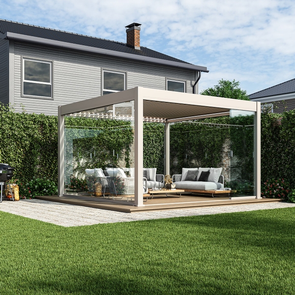 Orion glazen schuifwand 400 cm - Zand