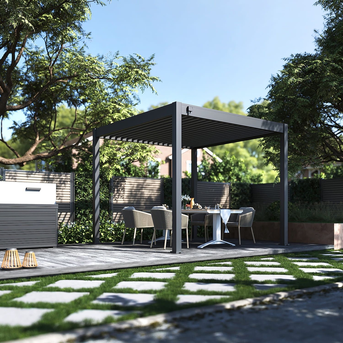 Orion Comfort vrijstaand lamellen overkapping 300x300 cm handmatig - Antraciet