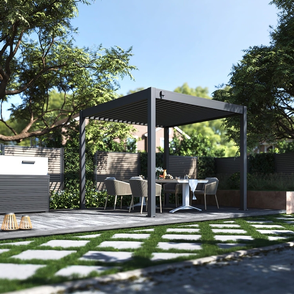 Orion Comfort vrijstaand lamellen overkapping 300x300 cm handmatig - Antraciet