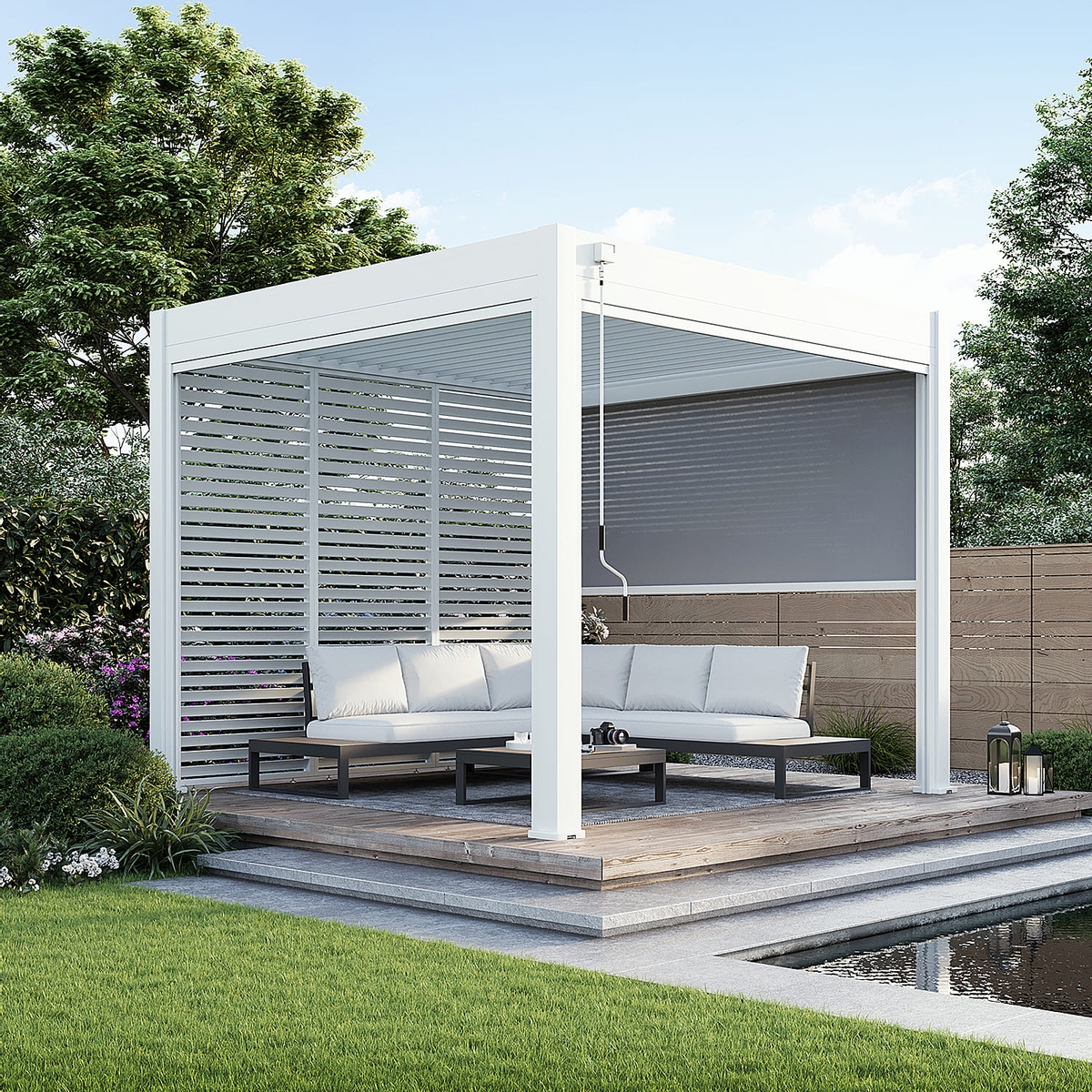 Orion Comfort vrijstaand lamellen overkapping 300x300 cm handmatig - Wit