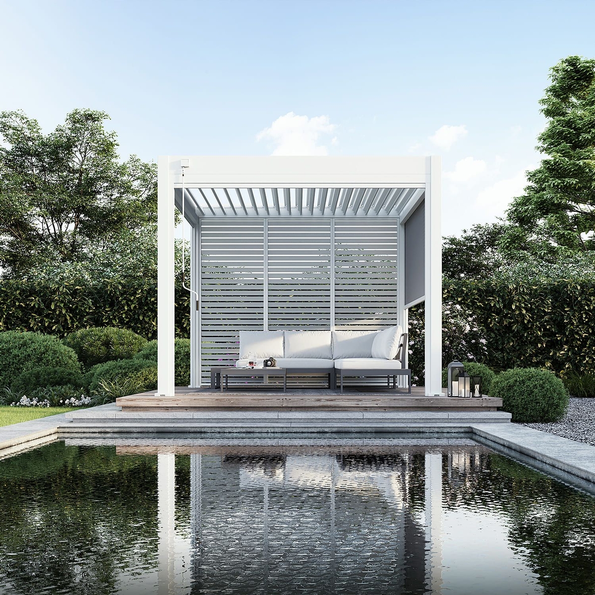 Orion Comfort vrijstaand lamellen overkapping 300x300 cm handmatig - Wit