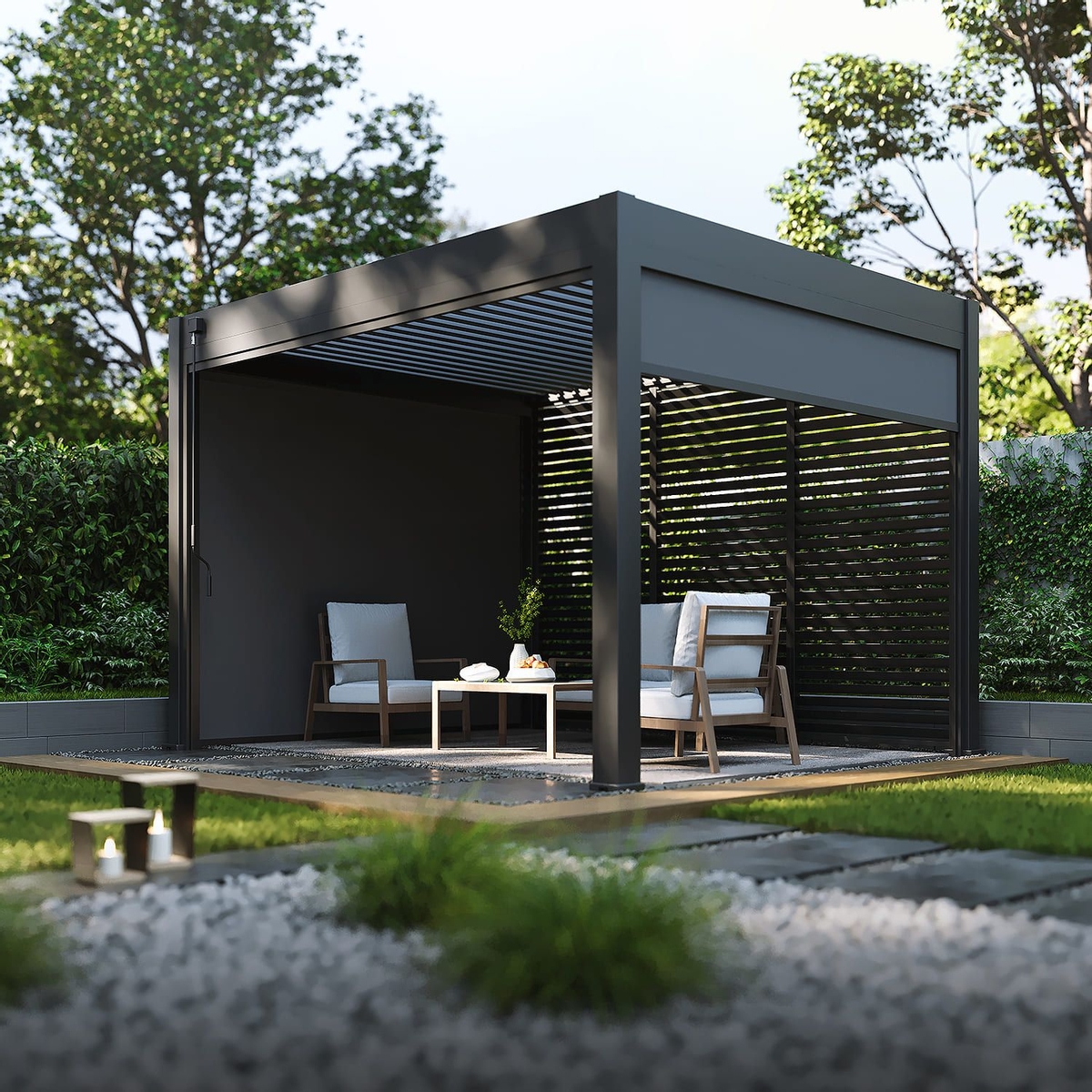 Orion Comfort vrijstaand lamellen overkapping 300x360 cm handmatig - Antraciet