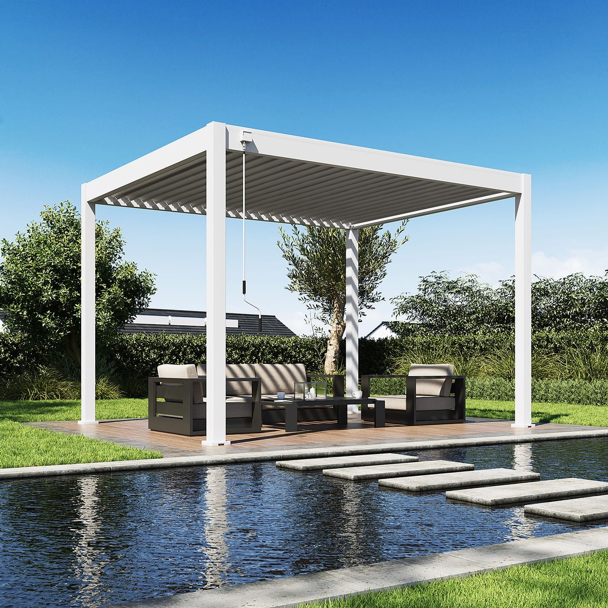 Orion Comfort vrijstaand lamellen overkapping 300x360 cm handmatig - Wit