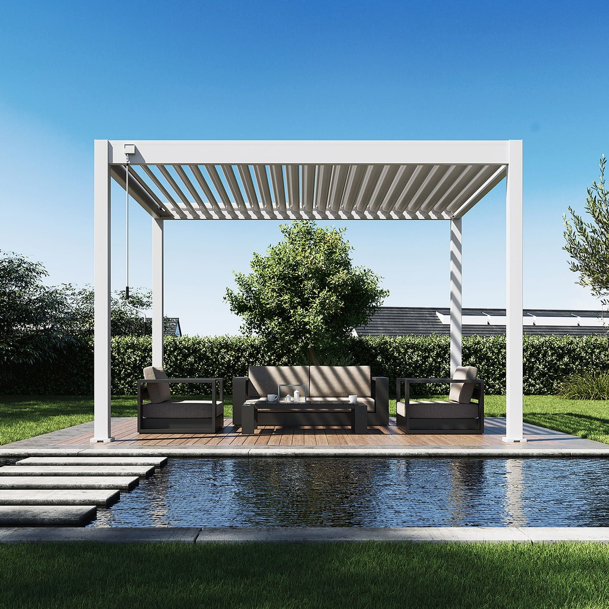 Orion Comfort vrijstaand lamellen overkapping 300x360 cm handmatig - Wit