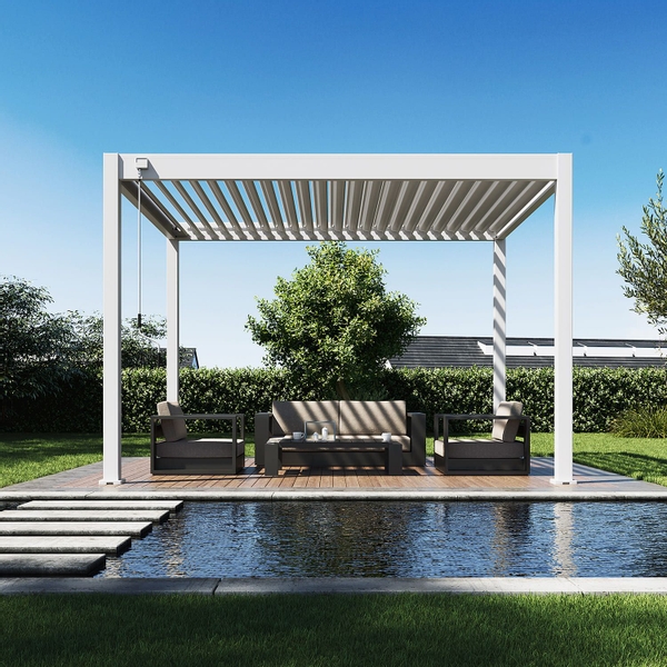 Orion Comfort vrijstaand lamellen overkapping 300x360 cm handmatig - Wit