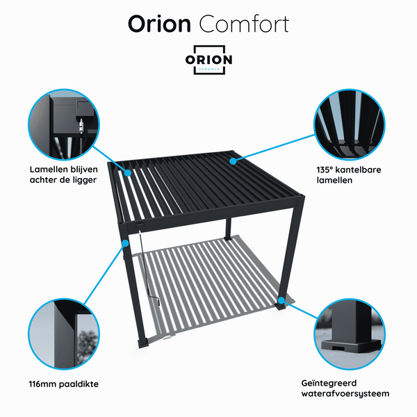 Orion Comfort vrijstaand lamellen overkapping 300x360 cm handmatig - Zand