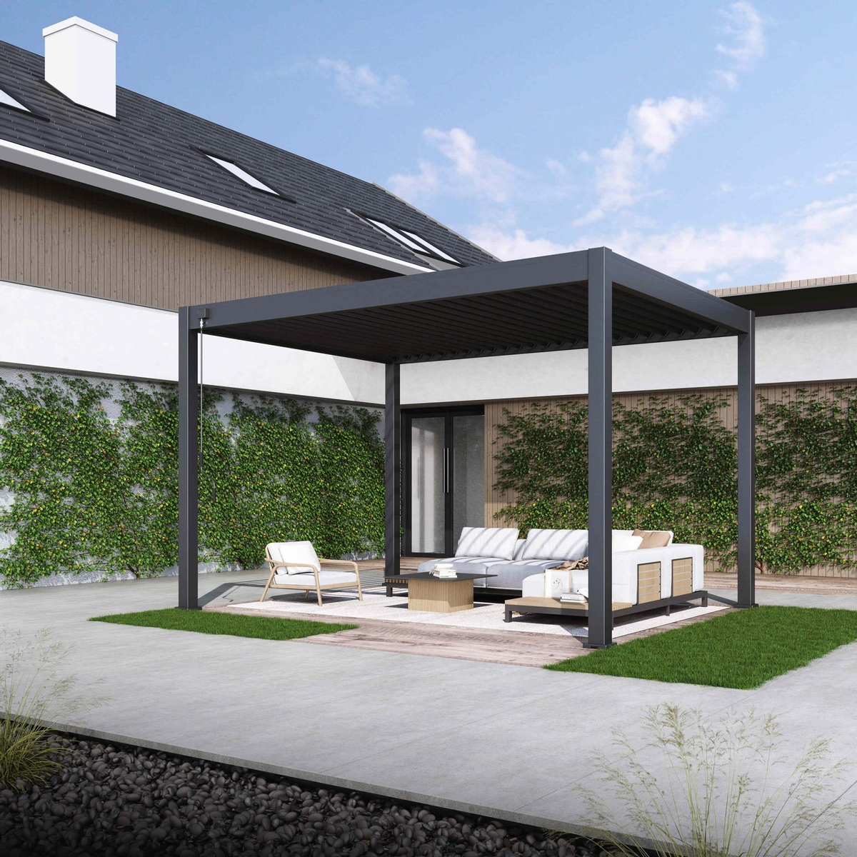 Orion Comfort vrijstaand lamellen overkapping 300x400 cm handmatig - Antraciet