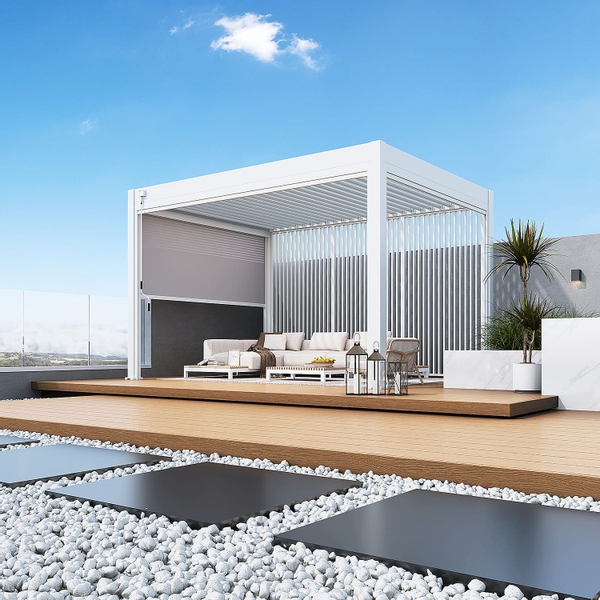 Orion Comfort vrijstaand lamellen overkapping 300x400 cm handmatig - Wit