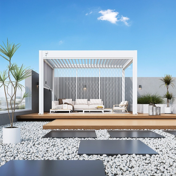 Orion Comfort vrijstaand lamellen overkapping 300x400 cm handmatig - Wit