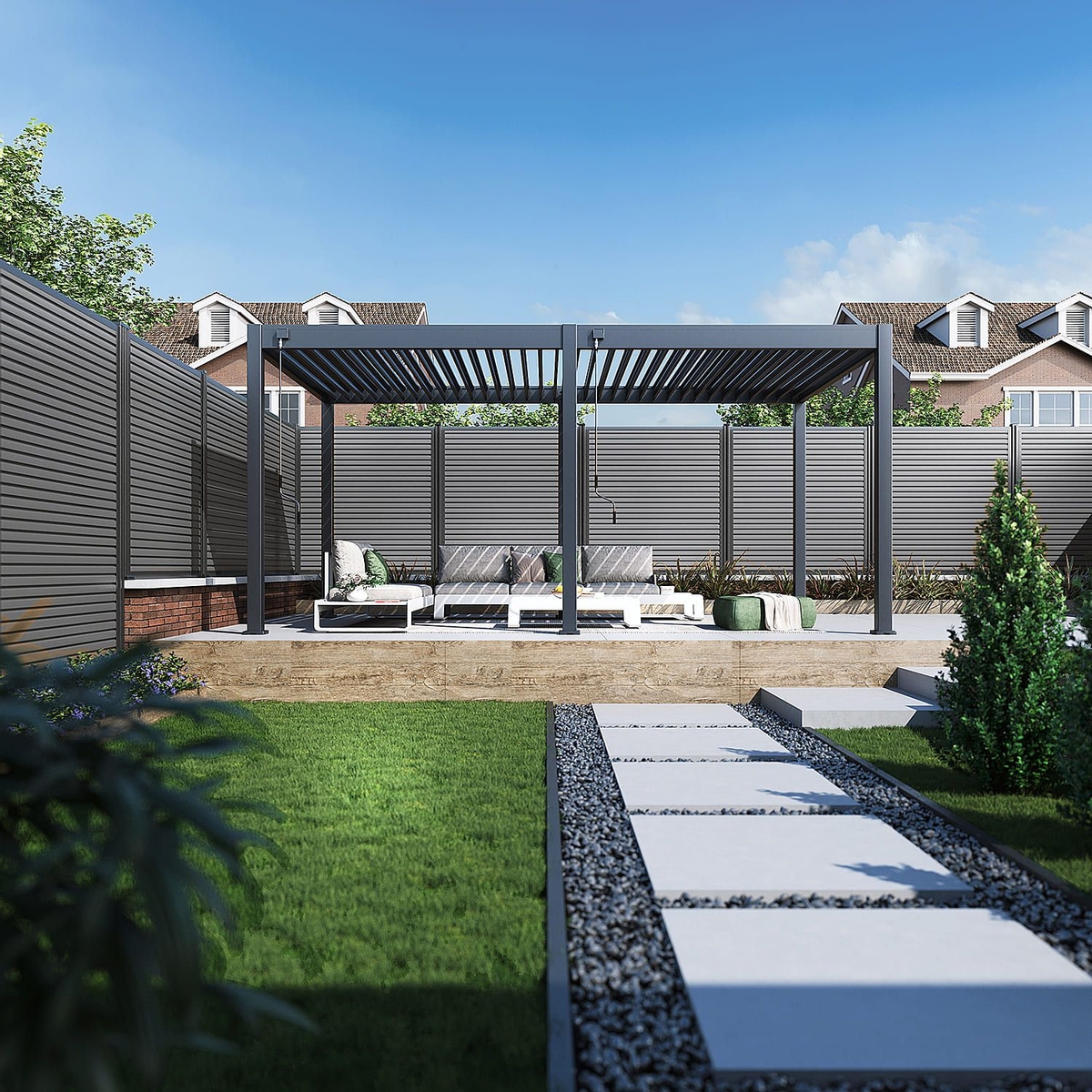 Orion Comfort vrijstaand lamellen overkapping 300x530 cm handmatig - Antraciet