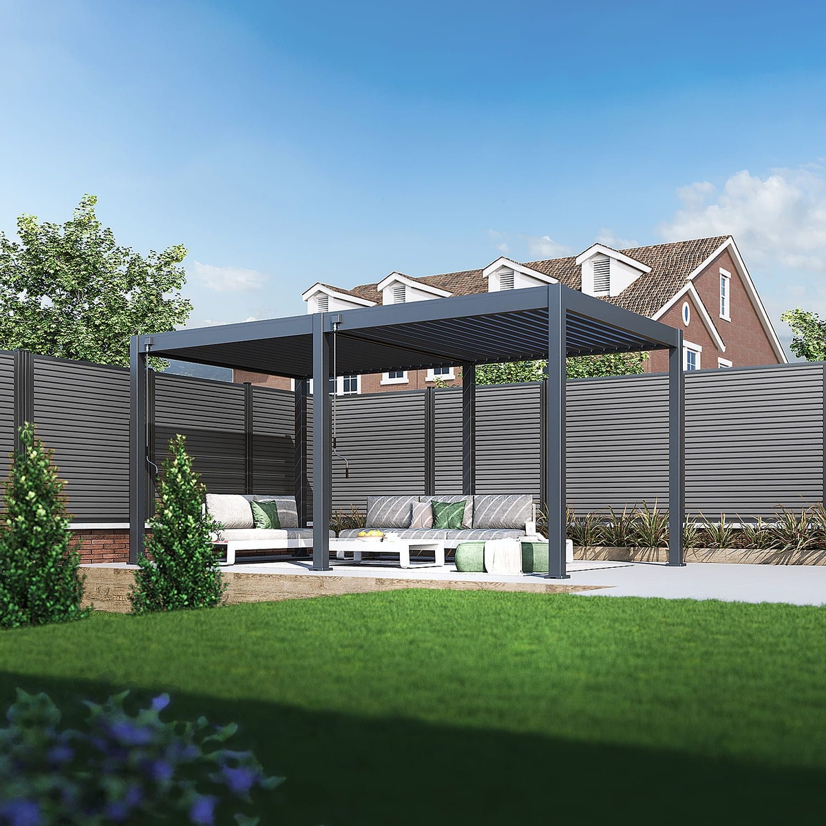 Orion Comfort vrijstaand lamellen overkapping 300x530 cm handmatig - Antraciet