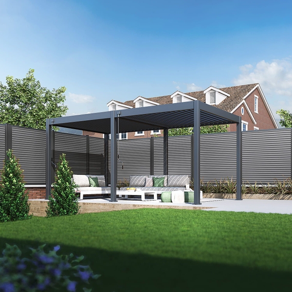 Orion Comfort vrijstaand lamellen overkapping 300x530 cm handmatig - Antraciet