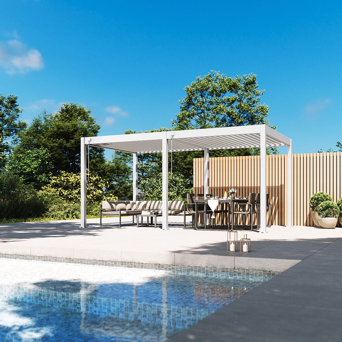 Orion Comfort vrijstaand lamellen overkapping 300x530 cm handmatig - Wit