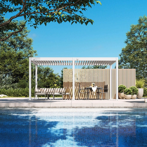 Orion Comfort vrijstaand lamellen overkapping 300x530 cm handmatig - Wit