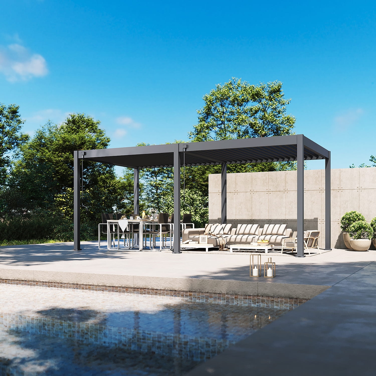 Orion Comfort vrijstaand lamellen overkapping 300x600 cm handmatig - Antraciet