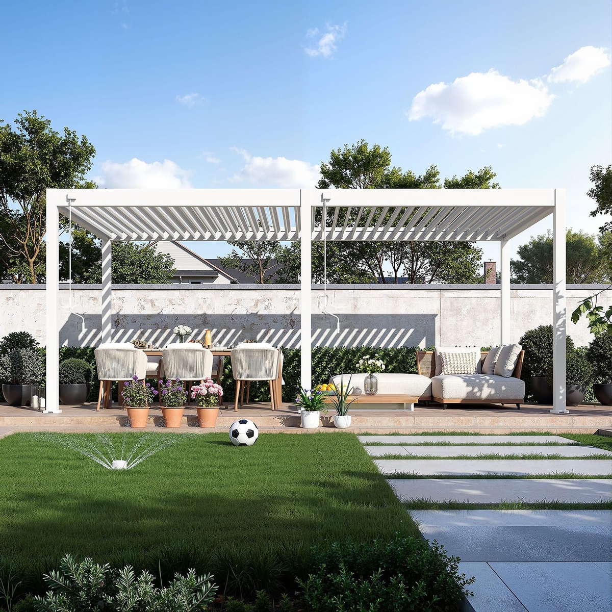 Orion Comfort vrijstaand lamellen overkapping 300x600 cm handmatig - Wit