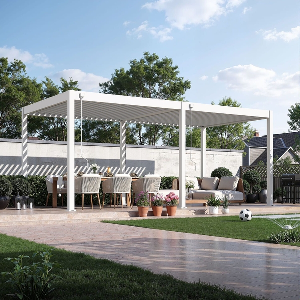 Orion Comfort vrijstaand lamellen overkapping 300x600 cm handmatig - Wit