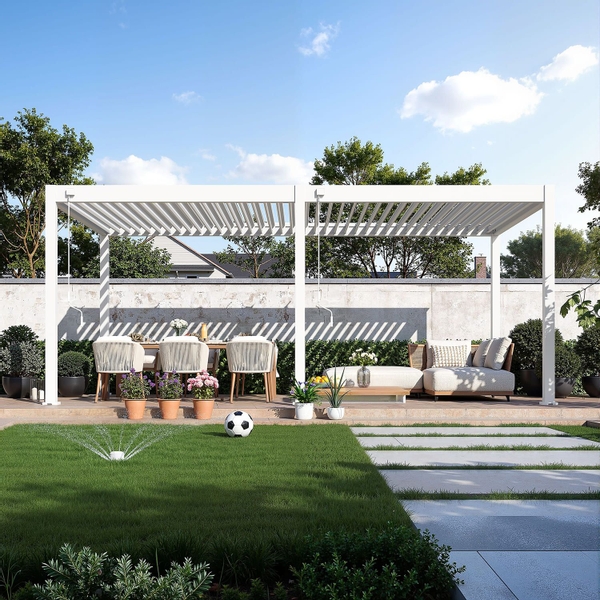 Orion Comfort vrijstaand lamellen overkapping 300x600 cm handmatig - Wit