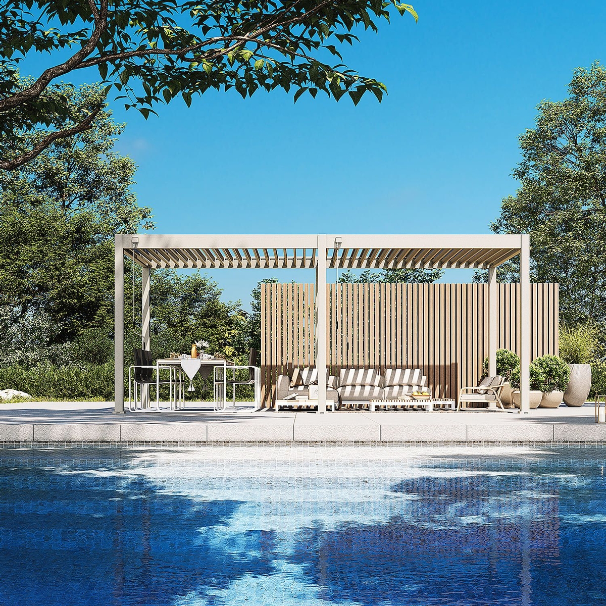 Orion Comfort vrijstaand lamellen overkapping 300x600 cm handmatig - Zand