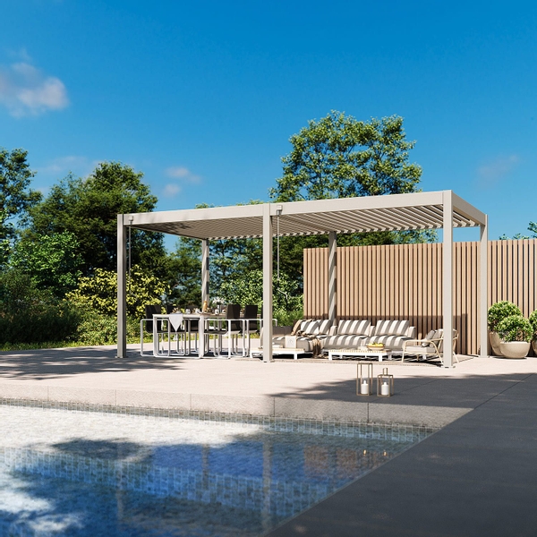 Orion Comfort vrijstaand lamellen overkapping 300x600 cm handmatig - Zand