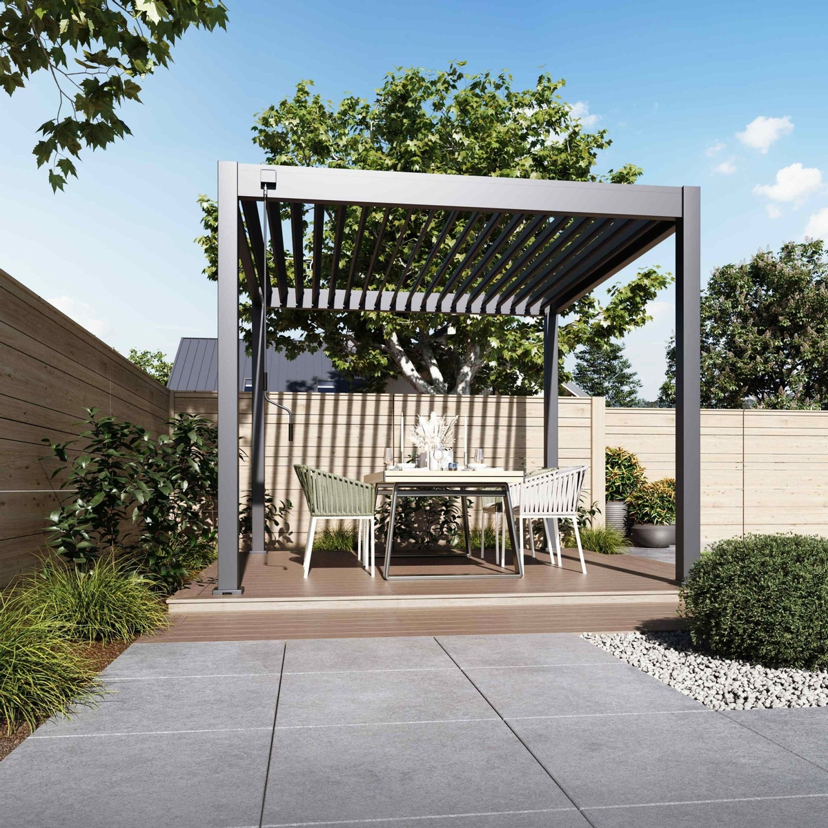 Orion Deluxe vrijstaand lamellen overkapping 300x300 cm handmatig - Antraciet