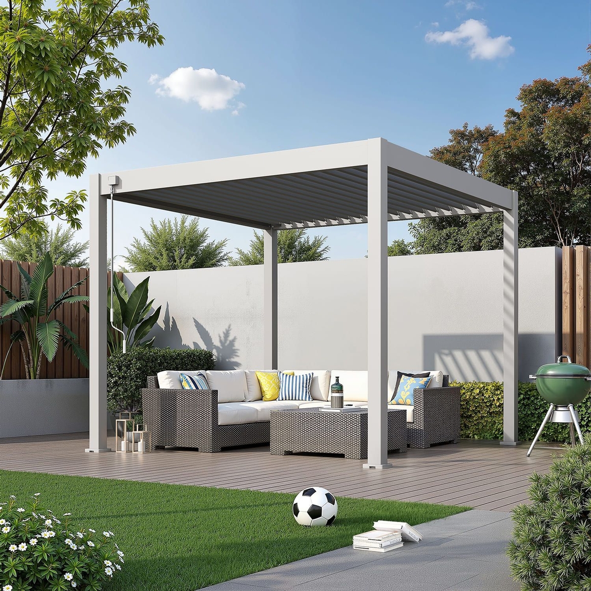 Orion Deluxe vrijstaand lamellen overkapping 300x300 cm handmatig - Zand