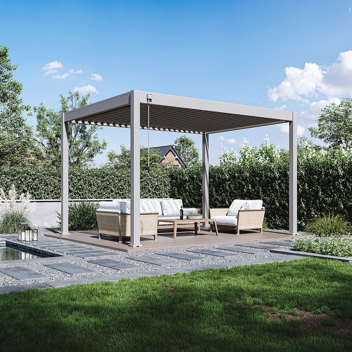 Orion Deluxe vrijstaand lamellen overkapping 300x400 cm handmatig - Zand