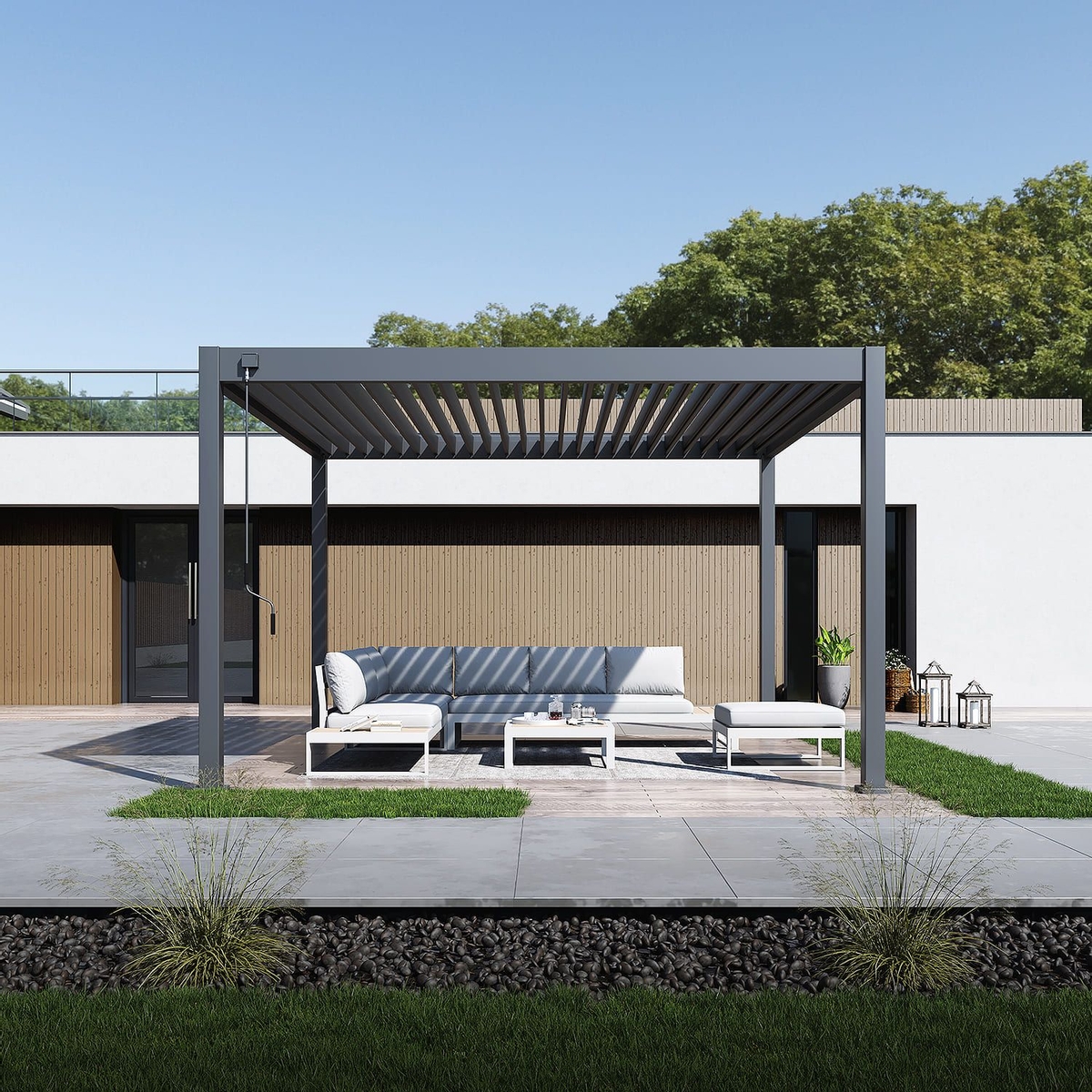 Orion Deluxe vrijstaand lamellen overkapping 360x400 cm handmatig - Antraciet