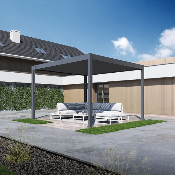 Orion Deluxe vrijstaand lamellen overkapping 360x400 cm handmatig - Antraciet