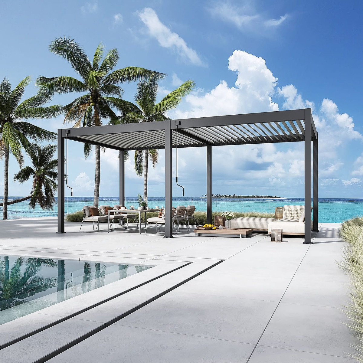 Orion Deluxe vrijstaand lamellen overkapping 300x600 cm handmatig - Antraciet