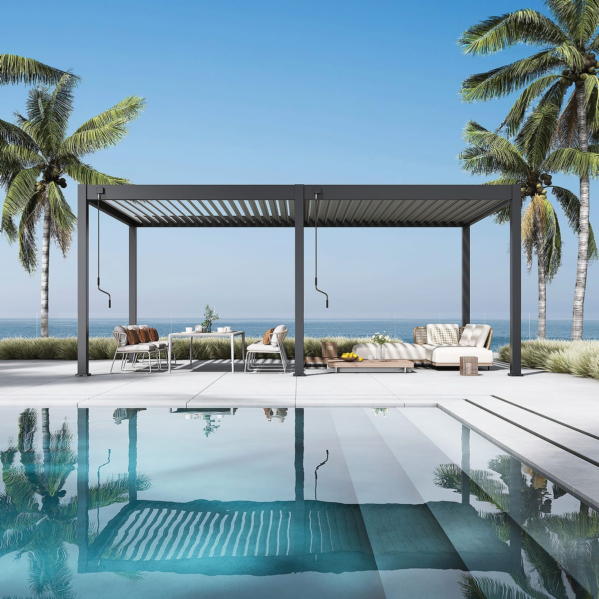 Orion Deluxe vrijstaand lamellen overkapping 300x600 cm handmatig - Antraciet