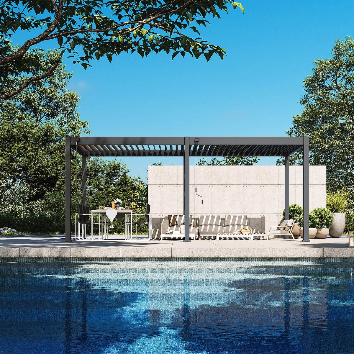 Orion Deluxe vrijstaand lamellen overkapping 300x600 cm handmatig - Antraciet