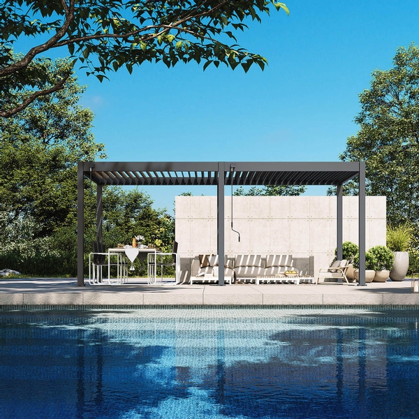 Orion Deluxe vrijstaand lamellen overkapping 300x600 cm handmatig - Antraciet