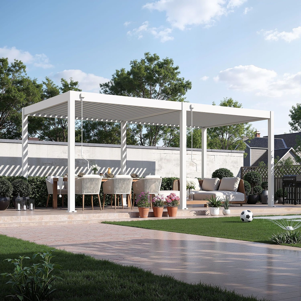 Orion Deluxe vrijstaand lamellen overkapping 300x600 cm handmatig - Wit