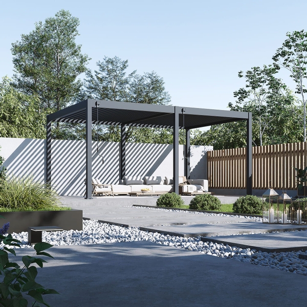 Orion Deluxe vrijstaand lamellen overkapping 360x530 cm handmatig - Antraciet