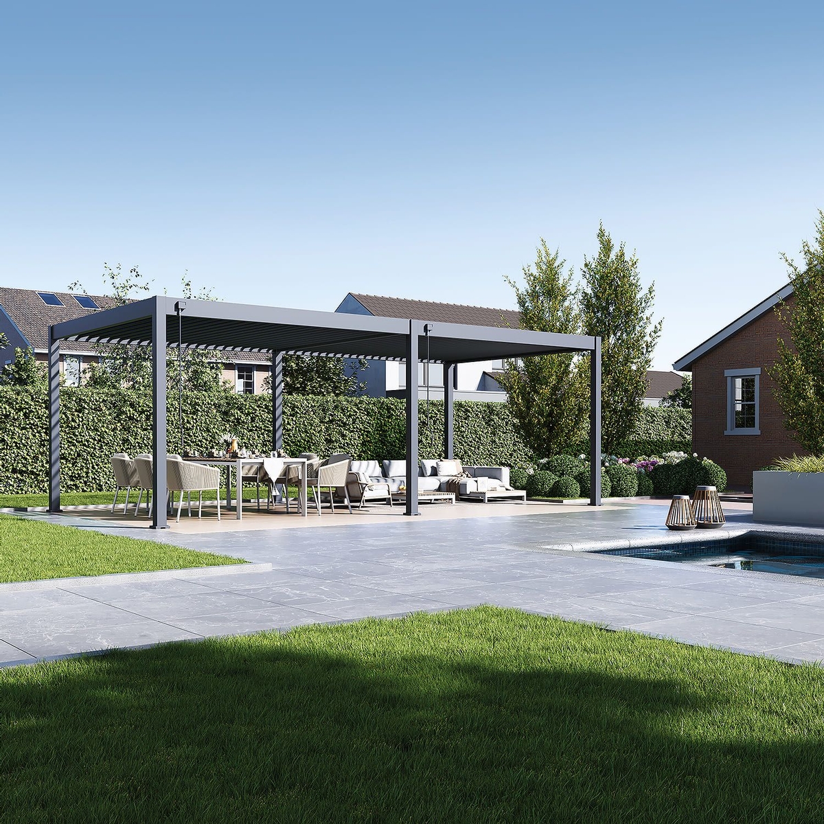 Orion Deluxe vrijstaand lamellen overkapping 360x720 cm handmatig - Antraciet