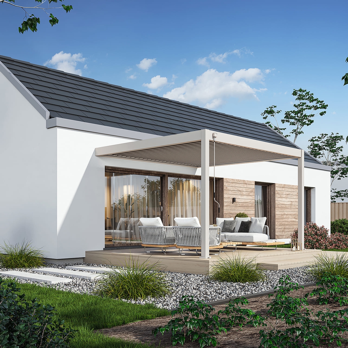 Orion Deluxe muurbevestiging lamellen overkapping 360x400 cm handmatig - Zand