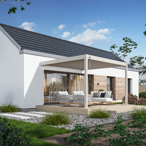 Orion Deluxe muurbevestiging lamellen overkapping 360x400 cm handmatig - Zand